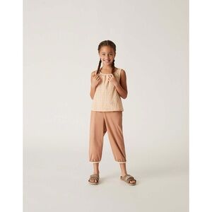 NWT THE SUNDAY COLLECTIVE Melon Apron Back Seersucker Tank Apricot 12/13Y